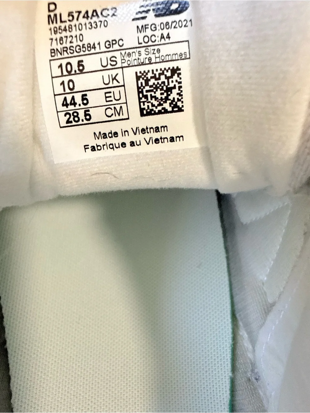 New Balance 574 Sneakers in White and Tan Accents